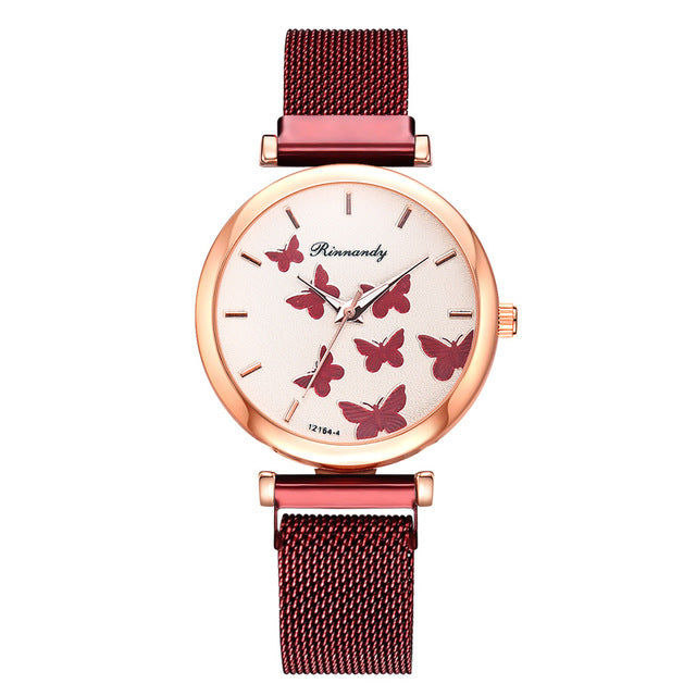 Butterfly Dial Quartz Watch Set