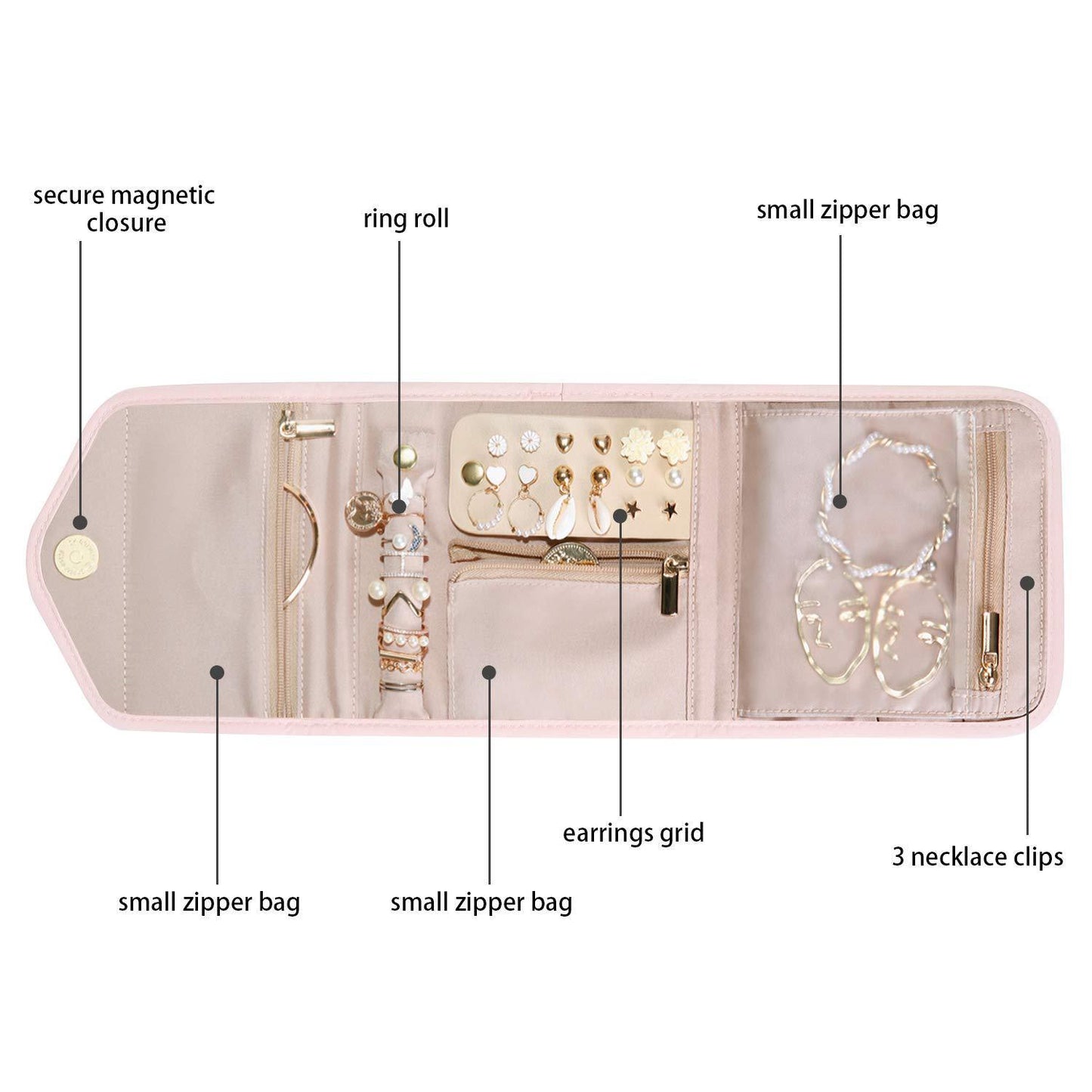 Foldable Jewelry makeup Bag