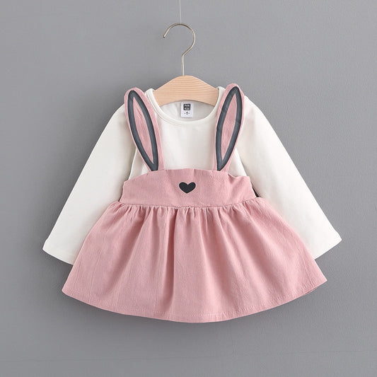 Korean children's clothing, girls cute rabbit dress, baby princess dress