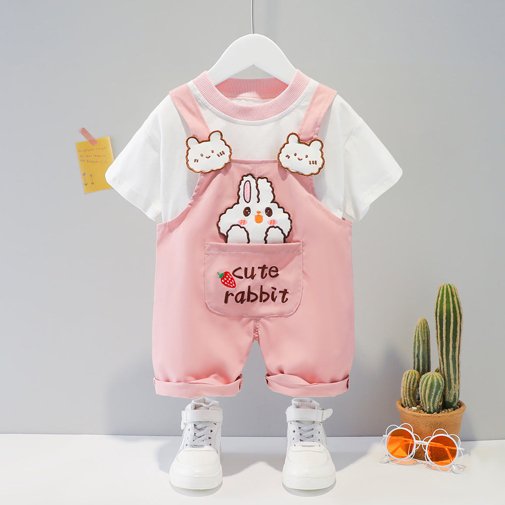 Children's Clothing Men And Women Baby Summer Cartoon Short-sleeved Overalls