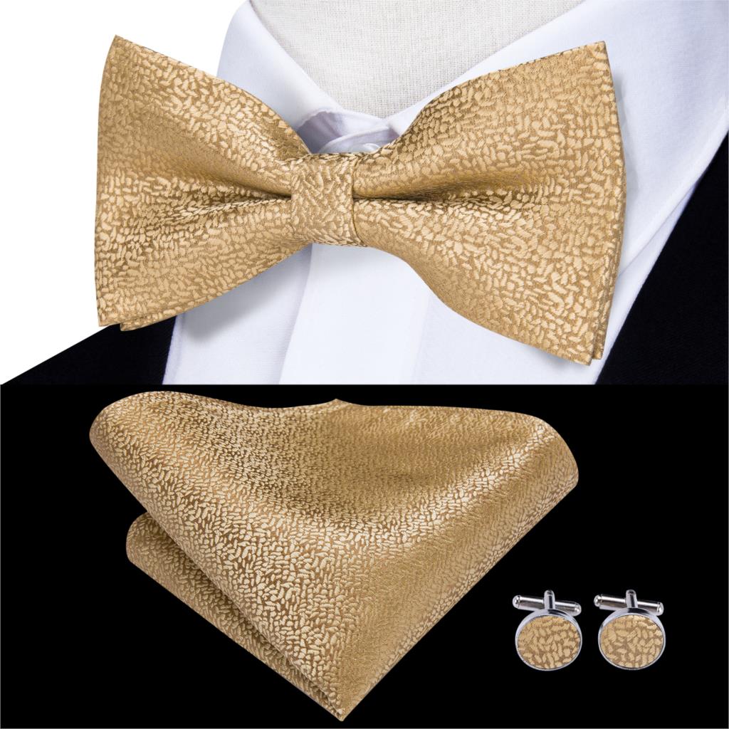 Silk Butterfly Bow Tie, Handkerchief and Cufflinks Set