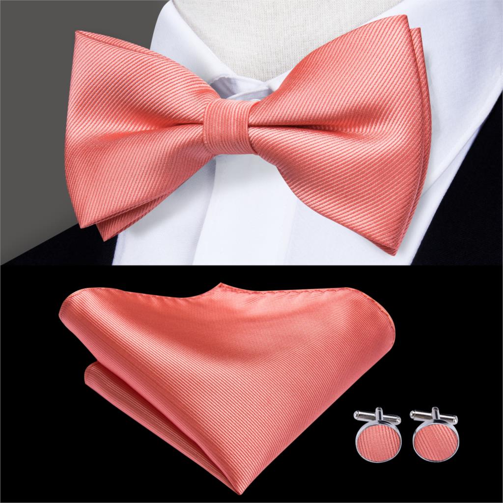 Silk Butterfly Bow Tie, Handkerchief and Cufflinks Set