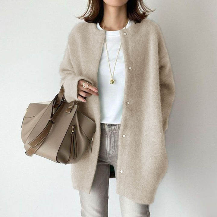 Loose Round Neck Solid Color Coat Jacket