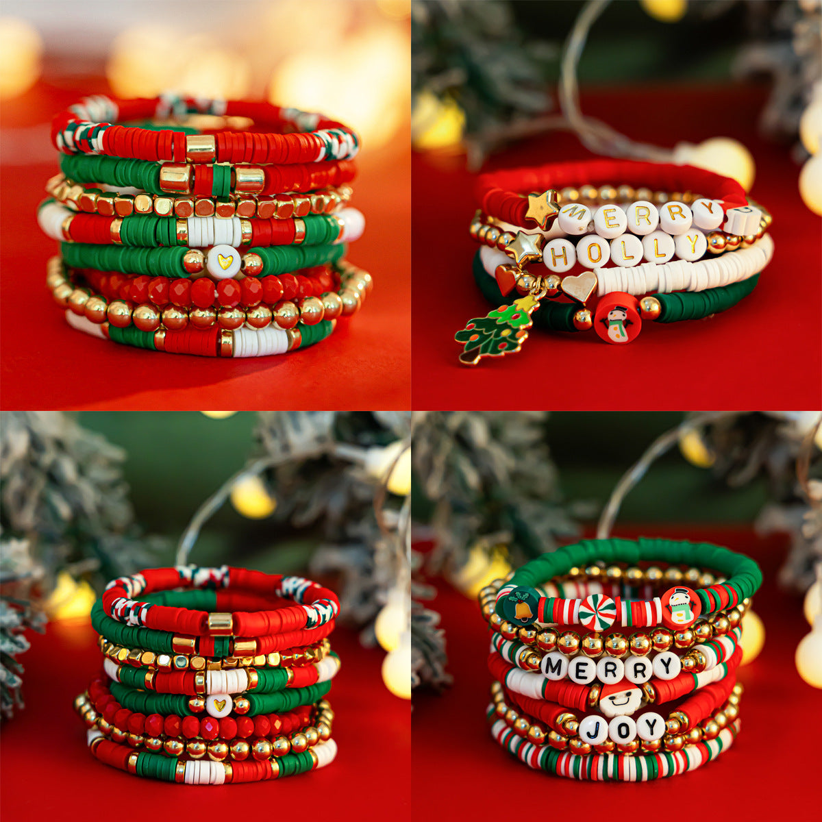 Christmas Polymer Clay Color Bracelet Suit